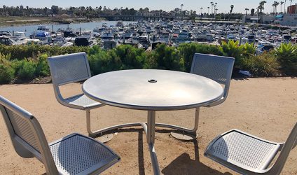 Chairs and table overlooking the marina